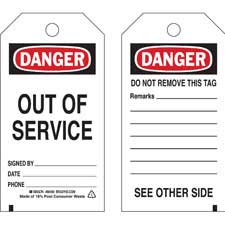 Brady Accident Prevention Tags - OUT OF SERVICE| Buy online