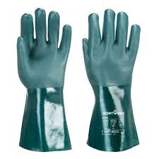 Portwest A435 35cm PVC Gauntlet Gloves - Waterproof Oil-Resistant Chemical Work Gloves