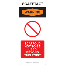 Brady SCAFFTAG Inserts: SCAFFTAG WARNING: SCAFFOLD NOT TO BE USED BEYOND THIS POINT| Buy online