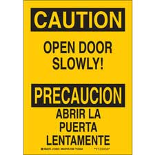 Bilingual CAUTION Open Door Slowly! Sign/ Buy Online