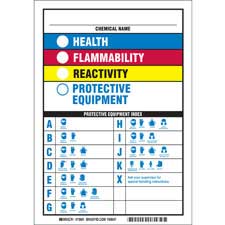 Chemical Name Health Flammability Instability Protective Equipment Protective Equipment Index Sign | Buy Online