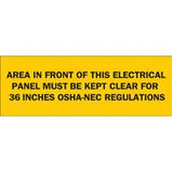Brady Area In Front Of This Electrical Panel Must Be Kept Clear For 36 Inch OSHA-NEC Regulations Sign| Buy online