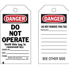 Brady Accident Prevention Tags - DO NOT OPERATE  Until this tag is removed by:| Buy online
