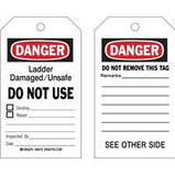 Brady Accident Prevention Tags: DANGER Ladder Damaged Unsafe Do Not Use| Buy online