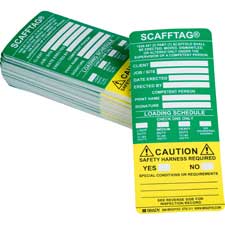 Brady SCAFFTAG Caution Safety Harness Required Tag Inserts| Buy online