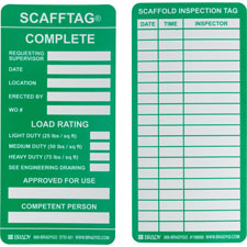 Brady SCAFFTAG Scaffold Inspection Tag Inserts| Buy online